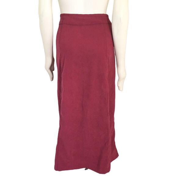 VTG WILD CAT Zigzag Stitched Microsuede Maxi Skirt in Barn red SZ 12 - Picture 6 of 10